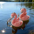 Pink Flocked Flamingo Keychain Heart Lobster Clasp view 3