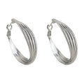 Silver Tone Layered Texture Large Round Hoop Earrings For Women view 5