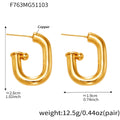 U-Shape Hollow Tube Hoop Earrings Gold Or Steel Copper view 6