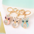 Rhinestone Enamel Owl Keychain Metal Cartoon Bird Bag Charm view 1