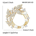 Rhinestone Butterfly Pearl Circle Wreath Brooch Gold Silver view 4