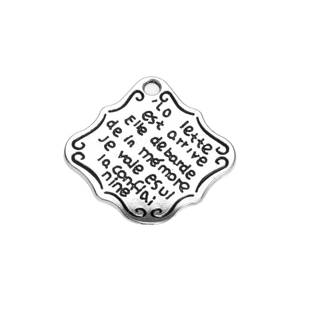 Vintage 24x24mm Alloy Letter Notebook Charm Pendant