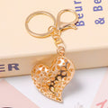 Enamel Flower Heart Keychain Rhinestone Metal Charm view 4
