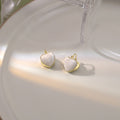 White Blue and Red Double Sided Heart Huggie Earrings view 3