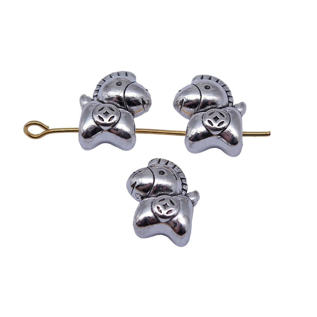 12x11x7mm 2.2g Antique Silver Zinc Alloy Horse Coin Large Hole Beads for Bracelet Jewelry Making