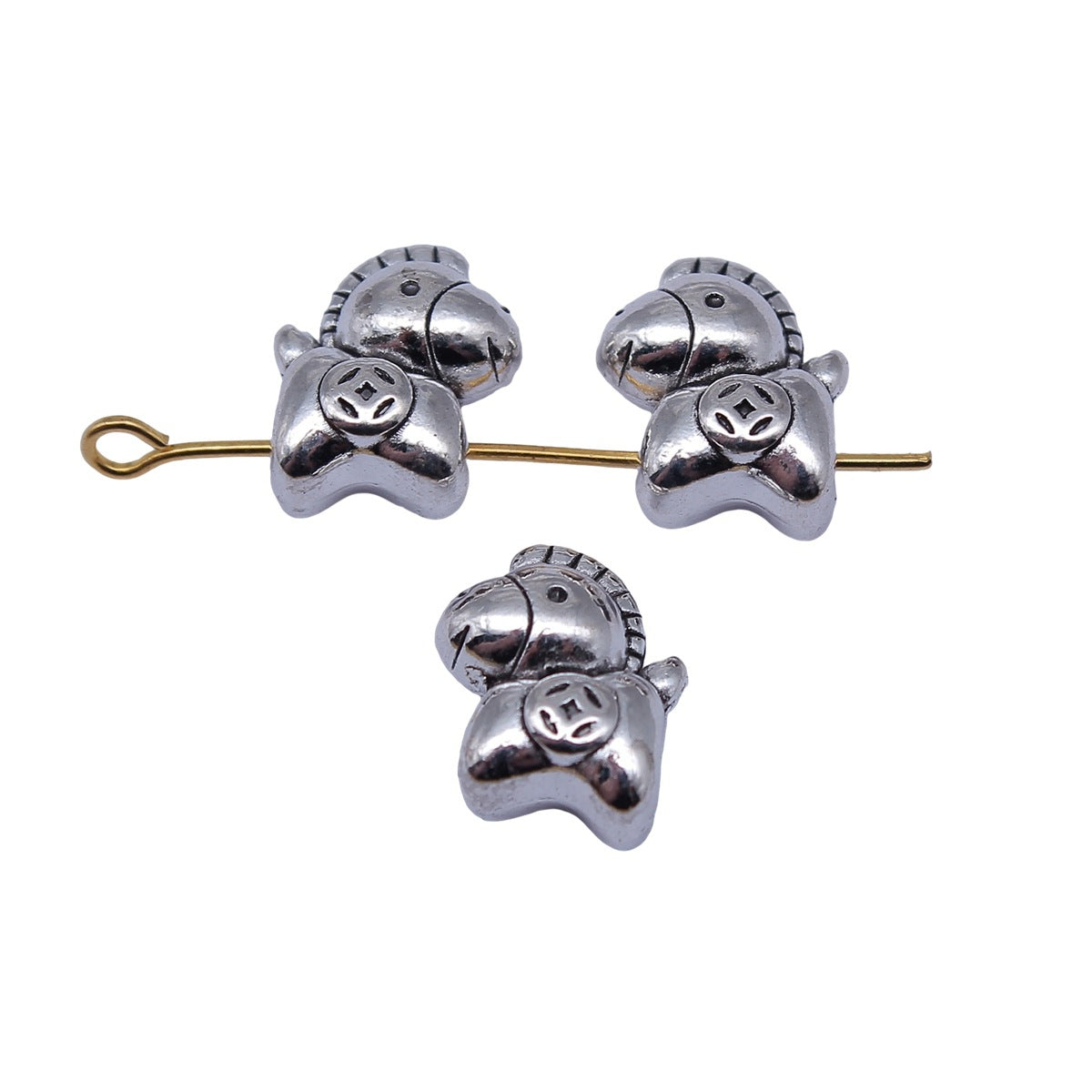 12x11x7mm 2.2g Antique Silver Zinc Alloy Horse Coin Large Hole Beads for Bracelet Jewelry Making