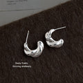 Silver Tone Sculpted Twist Chunky Hoop Stud Earrings For Women view 4