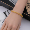Gold Solid Bead Bracelet Knurled Smooth Balls Heart Tag view 3