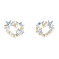 Silver Tone Pearl Heart Circle Studs With Starfish Charm view 5