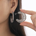 Woven C-Shape Hoop Earrings Gold Silver Copper Plated Pair view 3