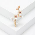 Gold Plum Blossom Branch Brooch Pearl Enamel Flower Pin view 6