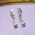 Silver Tone Leaf And Teardrop Crystal Drop Earrings view 5