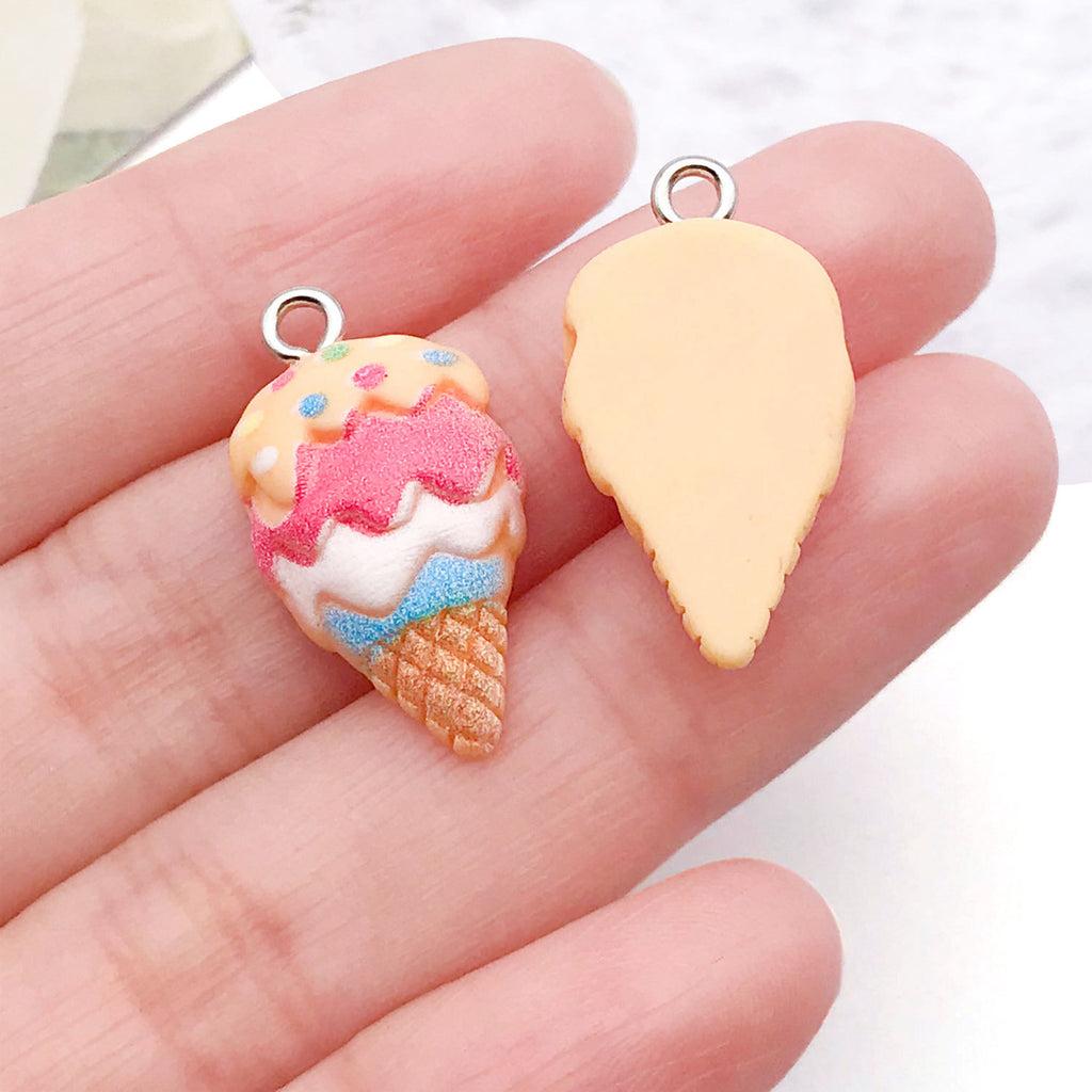Cute Resin Ice Cream Popsicle Charm Pendant for Keychain Bag Decoration DIY