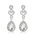 Silver Tone Crystal Teardrop Halo Crystal Two Designs Metal Dangle Earrings view 1
