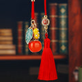 Crystal Peach Rearview Mirror Tassel Car Ornament with Plain Hanger view 3
