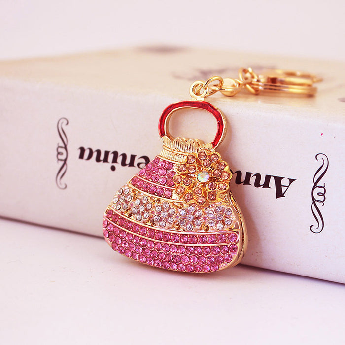 Crystal Rhinestone Plum Blossom Flower Keychain Car Key Ring Bag Charm