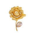 Gold Tone Rose Crystal Two Designs Metal Brooch Pin 4.4 x 6.4 cm view 6