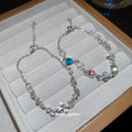 Silver Multicolor Crystal Cross Charm Chain Bracelet view 4