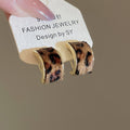Leopard Print C Hoop and Rectangular Stud Earrings view 6