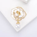 Camellia Pearl Drop Brooch Enamel Openwork Four Color Pin view 6