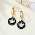 Gold Tone Open Smiley Face Huggie Drop Earrings in Six Colors view 3