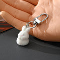 Flocked Mini Bunny Resin Keychains 7 Pose Color Styles view 3