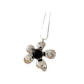 Hammered Metal Flower Dark Center Pendant Necklace view 5