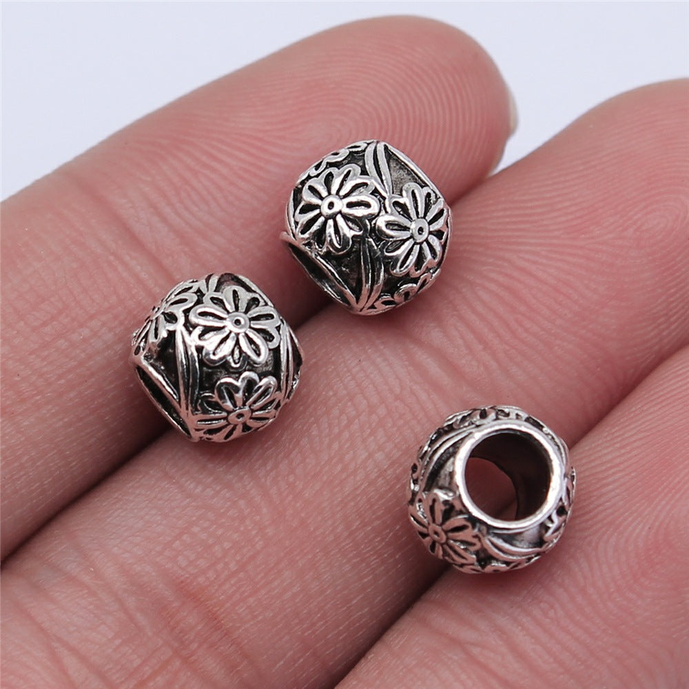 10x8mm 2g Antique Silver Zinc Alloy Large Hole Loose Metal Beads for Bracelet Jewelry Making