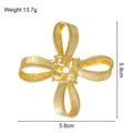 Yellow Gold Tone Ribbon Bow Polished Metal Brooch Pin view 2