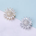 Small Marquise Crystal Sunflower Brooch in Gold or Silver Tone view 1
