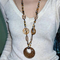 Long Beaded Necklace Resin Animal Print Pendant Three Styles view 2