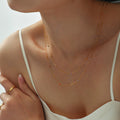 Delicate Gold Tone Necklace With Multicolor Stone or Zircon Stations view 2