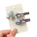 Purple Balloon Dog and Bow Duckbill Hair Clip Pair view 5