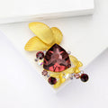 Gemstone Bee Brooch in Metal with Matte Gold Wings and a Large Faceted Pink Body Stone view 2