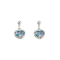 Silver Blue Iridescent Heart Drop Earrings Ball Stud Dangles view 5