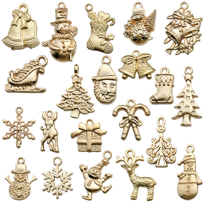 Christmas Gold-Tone Christmas Theme Metal Charms with 24 Listed Options