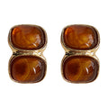 Gold Tone Double Amber Resin Geometric Stacked Studs view 5
