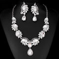 Black Silver Tone Multicolor Crystal Vine Six Designs Metal Necklace and Earring Set view 6