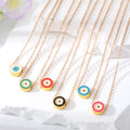 Gold Tone Small Round Enamel Evil Eye Pendant Necklaces view 1