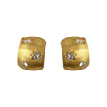 Brushed Curved Clear Stone Stud Earrings In Silver And Gold Tone view 5