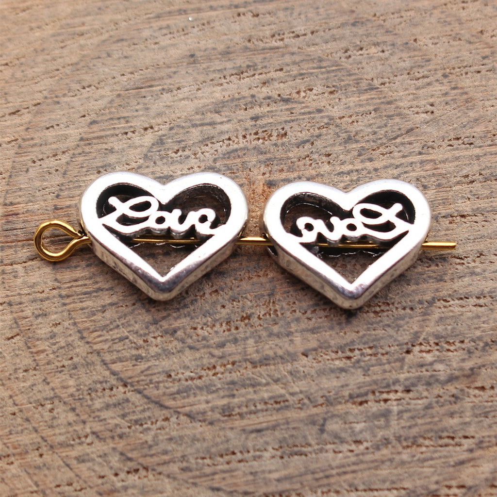 13x10mm 1.2g Antique Silver Zinc Alloy Love Heart Loose Metal Beads for DIY Bracelet Jewelry Making