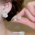 Pearl and Crystal Flower Stud Earrings in Three Styles view 2