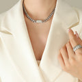 Cuban Link ID Plate Necklace Bracelet Set Gold Steel view 6