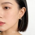 Gold Tone Clear Stone Branch And White Pearl Stud Earrings view 2
