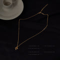 Gold Tone Polished Three Dimensional Heart Pendant Chain Necklace view 4