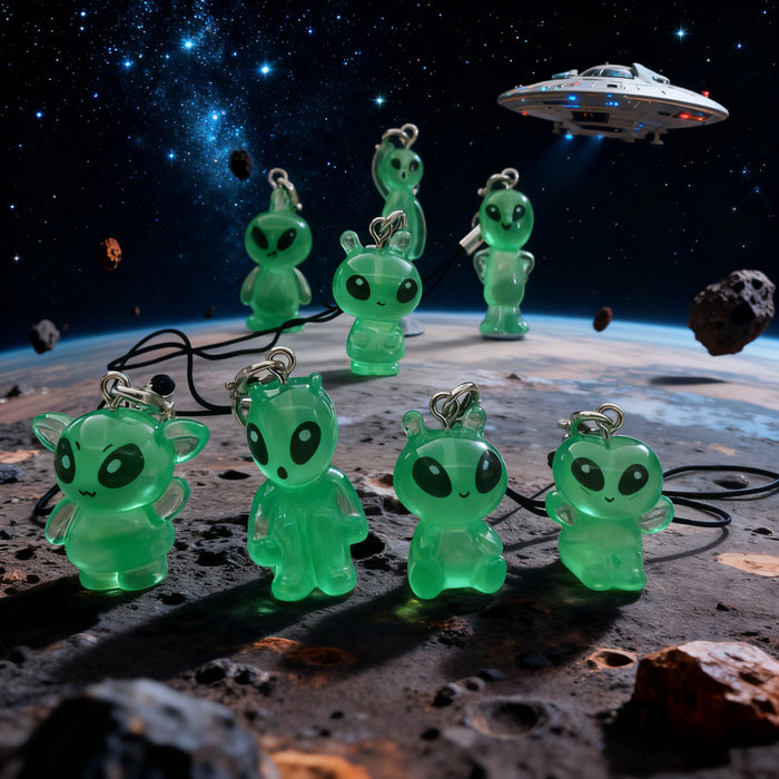 Glow Green Alien Resin Phone Strap Charms Nine Styles