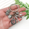 Silver Tone Teapot Cup and Cutlery Charm Keychain with Metal Hardware view 2