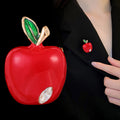 Red Red Apple Sculpted Enamel Metal Brooch Pin for Jackets and Lapels view 4