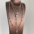 Layered Cross Necklace with Colorful Beads in Two Styles view 7