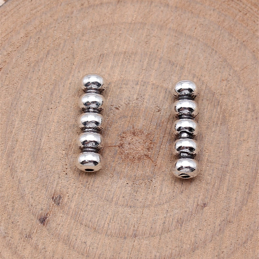16x4.5x4.5mm 1g Antique Silver Zinc Alloy Tanghulu Small Hole Spacer Beads for Bracelet Jewelry Making